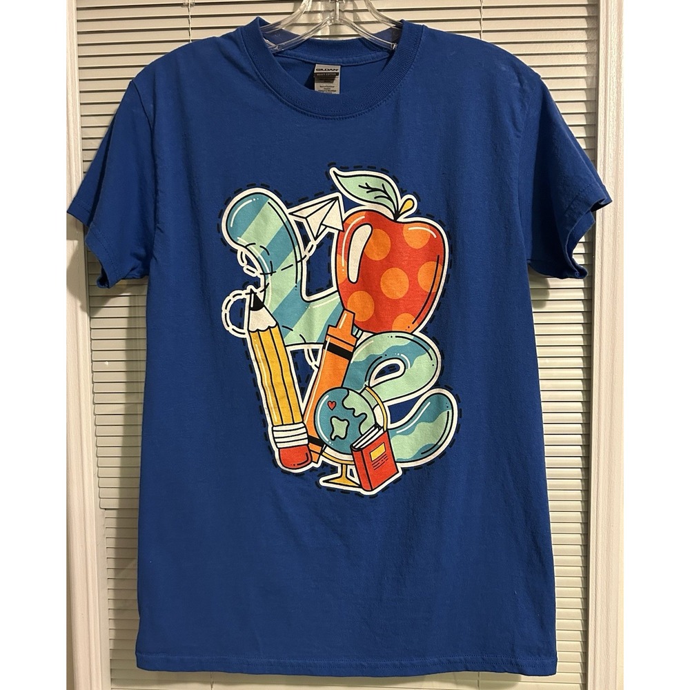 Teacher Valentines Day Love Royal Blue Unisex Size S Heavy Cotton T-Shirt‎